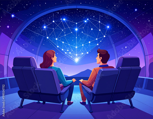 Planetarium Dome Heart Stars