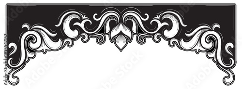 Vintage archway frame, scroll lines, vintage abstract decorative elements.