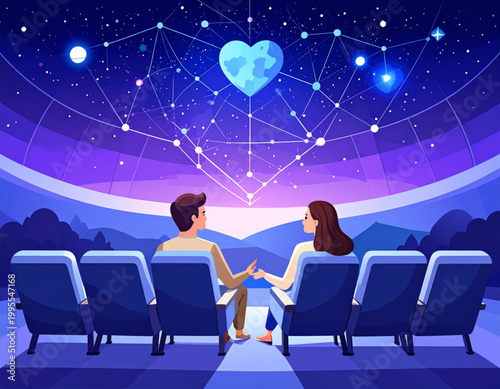 Planetarium Dome Heart Stars