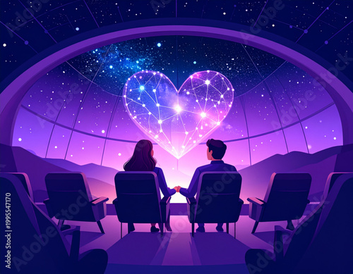 Planetarium Dome Heart Stars
