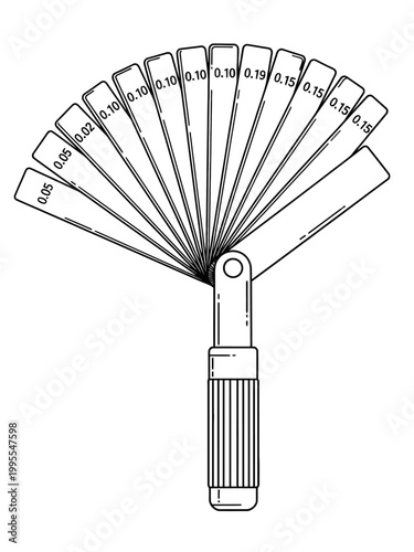 Line art feeler gauge on white 