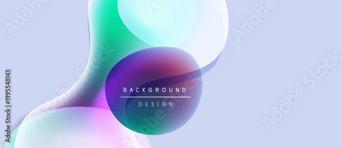 Abstract fluid shapes overlap, creating vibrant color gradients. Background features text background design. Soft pastel hues dominate composition.