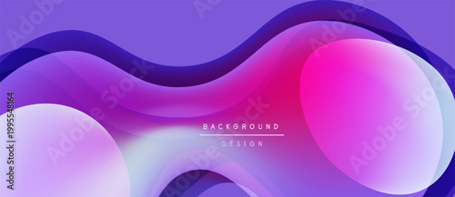 Abstract fluid shapes, purple hues dominate. Modern design, smooth gradients create dynamic composition. Background features text elements.
