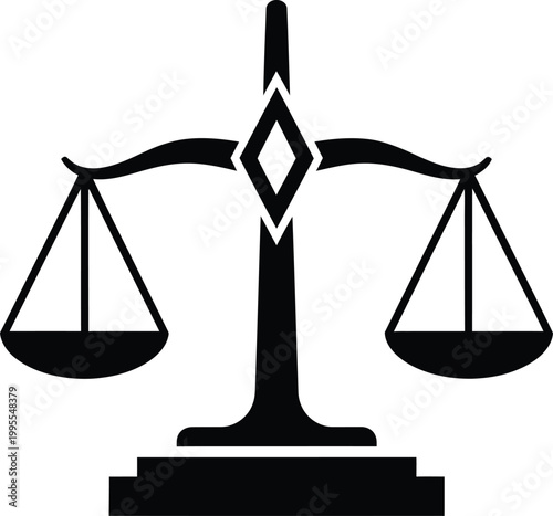 Scales of justice icon a symbol of fairness law and legal proceedings in black and white