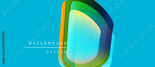 Bright turquoise backdrop features layered letter D. Gradient colors blend, creating modern visual effect. Text reads background design.