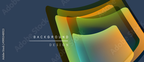 Abstract colorful layers create dynamic background. Gradient hues blend, forming flowing shapes. Modern design element for presentations.