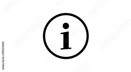 Minimalist black and white information icon vector illustration, classic circular info symbol for UI UX design and navigation isolated.