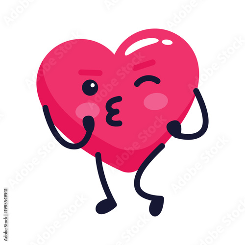 A visually engaging flat icon of shy blushing heart character