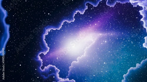 Bright glowing nebula with stars in deep space cosmic galaxy background