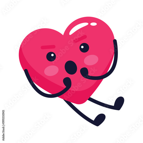 A flat icon showing relaxed sitting heart with calm expression