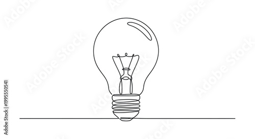 Fotografie Single line drawing of a light bulb representing idea and innovation