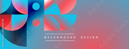 Abstract geometric shapes, vibrant colors blend. Blue, red gradients create modern design. Minimal text indicates background purpose.