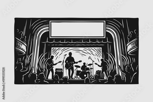 Live Concert Event Poster Template with Stage and Band