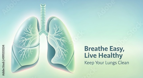 Healthy lungs illustration shows anatomy for breathe easy live concept