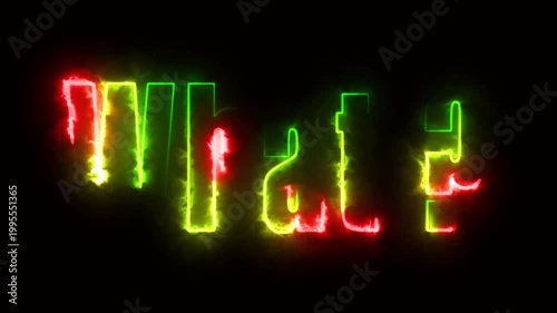 Neon text on black background