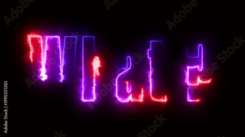 Neon text on black background