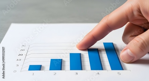 Close up of Finger Pointing at Printed Business Data for Document Review
