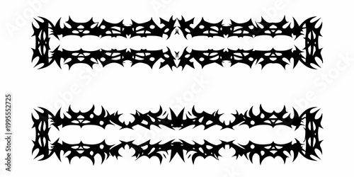 Black ornamental borders with sharp thorn like decorative elements