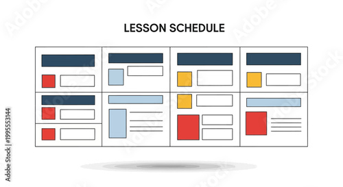 Abstract visual diagram illustrating an organized educational schedule, designed for effective curriculum planning, daily timetable management, and lesson organization