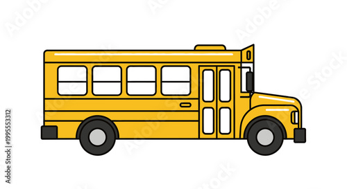 Bright yellow school bus illustration representing educational journeys, student transportation, and the cheerful path to learning, a symbol of childhood memories and daily commutes