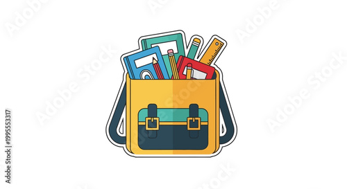 Open School Bag Illustration Backpack Filled With Stationery, Supplies, and Learning Materials for Educational Adventures and Student Essentials