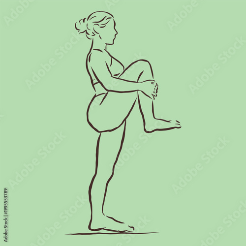 woman in exercise pose 04 vector for card decoration illustration