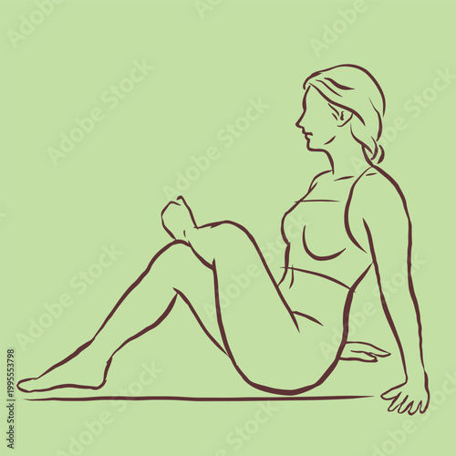 woman in exercise pose 05 vector for card decoration illustration