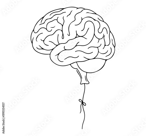 human balloon like brain vector illustration on white background, thinking in the air illustration on white background