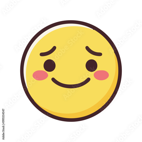Cute Shy Smiling Emoji Illustration with Rosy Cheeks