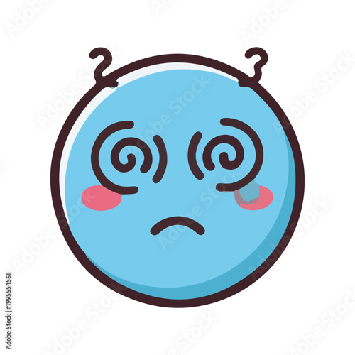Dizzy Blue Emoji Illustration with Spiral Eyes