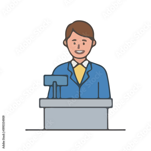 Male Cashier at Checkout Counter