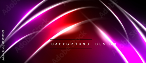 Abstract neon lines create dynamic, vibrant background. Red, purple hues blend, forming modern design element.