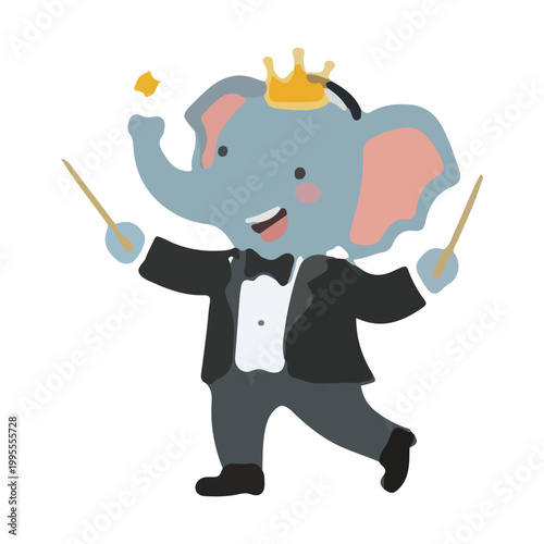 Cute Elephant Conductor Illustration