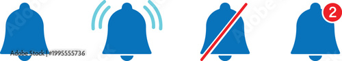 Notification bell icons in different states for user interface design