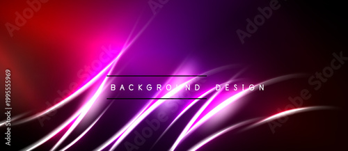 Abstract vibrant design. Pink, purple hues blend smoothly. Dynamic lines create modern visual impact. Background features text overlay.