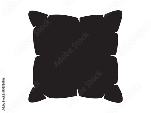 Pillow icon vector. Black silhouette of pillow vector, Pillow silhouette cushion home decor minimal vector illustration