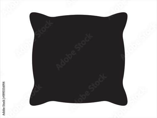 Pillow icon vector. Black silhouette of pillow vector, Pillow silhouette cushion home decor minimal vector illustration
