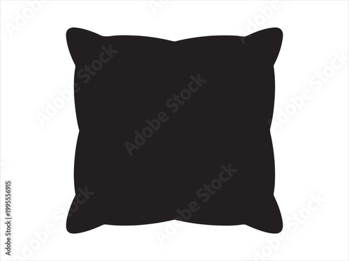 Pillow icon vector. Black silhouette of pillow vector, Pillow silhouette cushion home decor minimal vector illustration