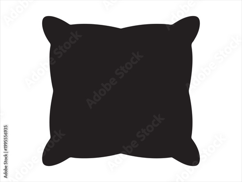 Pillow icon vector. Black silhouette of pillow vector, Pillow silhouette cushion home decor minimal vector illustration
