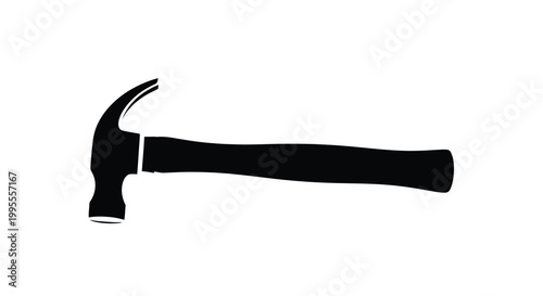 Black silhouette of a claw hammer on a white background