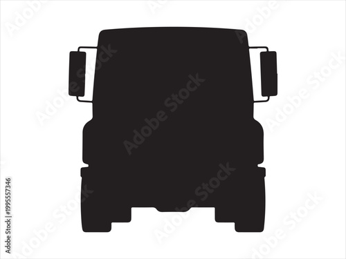 Simple black and white truck silhouette clipart vector illustration, cargo vehicle transport icon design