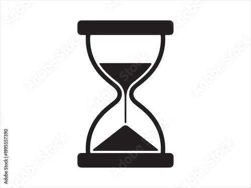 Countdown timer black silhouette vector, Classic hourglass icon in minimalist design for time sand clock time concept icon design