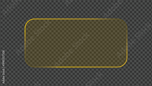 golden Liquid Glass Light Frame Button and HUD Interface Isolated on Transparent Background