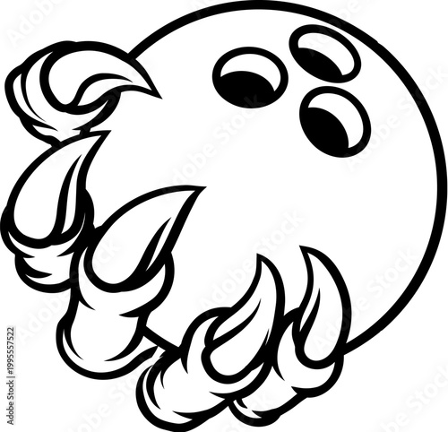 A bowling claw sports illustration of an eagle or animal monster hand holding ball