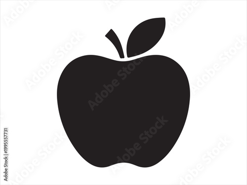 Simple black apple vector icon, vector illustration, fruit icon simple minimal design