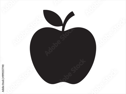 Simple black apple vector icon, vector illustration, fruit icon simple minimal design