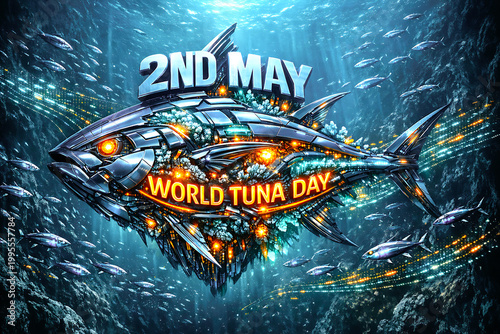 A vibrant illustration of a tuna fish on World Tuna Day