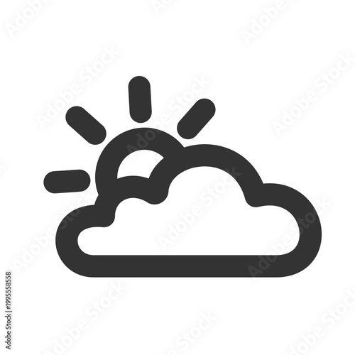 Partly cloudy weather icon sun and cloud symbol vector
