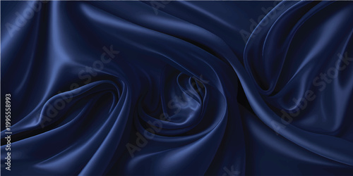Smooth elegant blue satin and purple silk fabric with luxury wave curves creates a soft shiny textile backdrop and elegant drapery texture