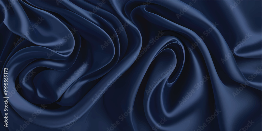 Fototapeta premium Smooth blue satin background with elegant rippled silk fabric texture creates a luxury textile backdrop featuring soft shiny waves and drapery curves